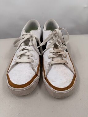 White Low-Top Sneakers with Brown Trim Mens  size 9